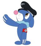  alpha_channel an-m armband biped blue_eyes blue_skin frown hat mammal mostly_nude nazi nazi_salute nintendo peaked_cap pink_nose pok&eacute;mon pok&eacute;mon_(species) popplio salute schutzstaffel simple_background solo standing swastika toony transparent_background video_games 