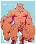  anthro canine clothing cum dogfu dripping erection eyebrow_piercing facial_piercing hi_res male mammal muscular navel nipples pecs penis piercing ripping simple_background solo torn_clothing vein veiny_penis were werewolf 