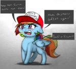  blue_fur blush captainpudgemuffin chibi english_text equine eyelashes feathered_wings feathers female feral friendship_is_magic fur fursecution grey_background hair hat long_hair maga_hat make_america_great_again mammal meme multicolored_hair my_little_pony open_mouth pegasus politics purple_eyes rainbow_dash_(mlp) rainbow_hair simple_background solo speech_bubble teeth text tongue wings 