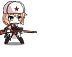  animated animated_gif blonde_hair blue_eyes bolt_action boots chibi crawling dress girls_frontline gloves gun hat high_heels long_hair lowres mod3_(girls_frontline) mosin-nagant mosin-nagant_(girls_frontline) official_art over_shoulder pantyhose red_star rifle saru side_ponytail sniper_rifle thigh_boots thigh_strap thighhighs weapon weapon_over_shoulder white_dress white_hat 