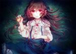  bangs brown_hair goldia_die_heilige grass highres kirame_kirai lolita_fashion long_hair marble official_art pocket_mirror pocket_watch protagonist_(pocket_mirror) red_eyes ribbon solo watch worried 