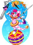 alpha_channel anthro chainsaw clown crownedvictory dangerous dinosaur female fire jester jingles_(immelmann) juggling melee_weapon reptile scalie solo sword tools torch weapon 