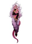  2018 absurd_res alien alpha_channel android_21 anklet arm_warmers armwear big_breasts black_nails black_sclera bracelet breasts clothing colored_nails dragon_ball dragon_ball_fighterz ear_piercing female full-length_portrait full_body gold_(metal) gold_jewelry hair hand_between_legs hand_on_face hi_res humanoid jewelry levitation long_hair looking_at_viewer majin majin_android_21 neck_ring not_furry open_mouth piercing pink_skin pink_tail pointy_ears portrait red_eyes sharp_teeth simple_background solo suid-art teeth tongue tongue_out transparent_background white_hair 