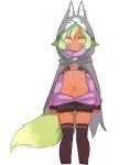  animal_ears bikini_top black_bikini_top black_legwear black_shorts bright_pupils cloak collar dark_skin dog_collar dog_ears dog_girl dog_tail done_(donezumi) grey_cloak hair_between_eyes hood hooded_cloak large_tail light_green_hair looking_at_viewer navel original red_collar shorts simple_background single_horizontal_stripe solo stomach tail thighhighs titi-chan_(nezumi_inu) white_background white_pupils wolf_hood yellow_eyes 