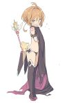  :3 :o ahoge bandaged_arm bandages bangs bare_shoulders black_bra black_footwear black_panties blade_(galaxist) blue_eyes blush boots bra brown_hair cape_removed cardcaptor_sakura cosplay covering covering_breasts creature embarrassed eyebrows_visible_through_hair fate/apocrypha fate_(series) flying_teardrops full_body hair_between_eyes hair_intakes high_heel_boots high_heels jack_the_ripper_(fate/apocrypha) jack_the_ripper_(fate/apocrypha)_(cosplay) kero kinomoto_sakura looking_at_viewer magical_girl navel open_mouth panties scabbard seiyuu_connection sheath short_hair simple_background standing tange_sakura tattoo tears thigh_boots thighhighs underwear wand white_background yume_no_tsue 