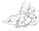  :3 ambiguous_gender anthro anus bell_collar big_butt butt cat collar duo eyes_closed feline female female/ambiguous hollow_(species) lagomorph made_in_abyss mammal nanachi pata paws pussy rabbit simple_background spread_butt spreading white_background 