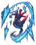  claws commentary_request falling full_body gen_2_pokemon highres ice looking_at_viewer no_humans pokemon pokemon_(creature) red_eyes sa-dui sneasel tail transparent_background 