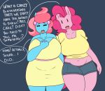  2015 anthro anthrofied apron big_breasts breasts clothing dialogue duo earth_pony english_text equine female friendship_is_magic hair horse huge_breasts mammal mature_female mrs_cake_(mlp) my_little_pony pink_hair pinkie_pie_(mlp) pony slightly_chubby somescrub text thick_thighs voluptuous 