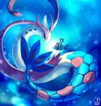  commentary english_commentary eye_contact feebas fish from_side gen_3_pokemon highres looking_at_another milotic no_humans pokemon pokemon_(creature) sa-dui signature underwater valentine 