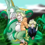  &lt;3 amanda_(artist) ambiguous_gender bianca_(pok&eacute;mon) blonde_hair clothing eyewear female glasses green_scales hair hat human hybrid male mammal nintendo not_furry pok&eacute;mon pok&eacute;mon_(species) pregnant scales serperior smile snivy video_games white_scales 