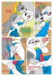  2018 bandog blue_eyes butt butt_grab canine clothed clothing comic couple_(disambiguation) crossdressing digital_media_(artwork) dog drake_blue dress duo embarrasing erection eyeshadow fan_character fur girly hair hand_on_butt lipstick littlest_pet_shop makeup male male/male mammal open_mouth penis pitbull presenting princess_stori principericardo simple_background small_penis smile spanish_text text tootsie_trent translation_request white_fur white_hair 