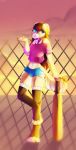  anthro baseball_(disambiguation) blue_eyes bubble_gum canine clothing cute dog elvche female hair legwear long_hair mammal pink_clothing solo stockings weapon 