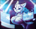  2018 anthro big_breasts blue_eyes breasts cleavage clothed clothing don_ko fat_tat_cat_(ready_player_one) feline female mammal queen_of_cats ready_player_one smile solo stripes 