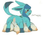  big_breasts blush breasts busty_feral butt eeveelution embarrassed female feral glaceon multi_breast nintendo nipples pok&eacute;mon pok&eacute;mon_(species) pussy simple_background tears video_games white_background xmu 