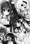  3girls blush claire_rouge ellis_fahrengart fellatio monochrome multiple_girls rinslet_laurenfrost seirei_tsukai_no_blade_dance sexually_suggestive 