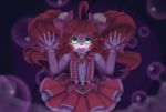  &lt;3 animatronic baby_(fnafsl) bell clothing cracked cute five_nights_at_freddy&#039;s glass glowing glowing_eyes hi_res humanoid looking_at_viewer machine not_furry on_glass robot sister_location skirt solo togeticisa video_games 