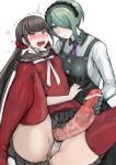  2girls blush danganronpa futanari gloves handjob harukawa_maki huge_penis maid multiple_girls new_danganronpa_v3 puru red_legwear tagme toujou_kirumi 