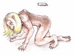  2003 bear blonde_hair female hair hazard mammal nude simple_background solo transformation white_background 