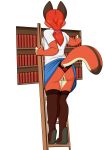  2018 anthro book breasts canine clothing female fox fur ladder legwear librarian mammal os panties ponytail pussy pussy_floss raised_skirt rear_view red_fur side_boob stockings thigh_highs underwear upskirt 