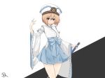  alternate_costume artist_request blanc blue_eyes blush brown_hair detached_sleeves eyebrows_visible_through_hair hair_between_eyes hat holding holding_sword holding_weapon japanese_clothes looking_at_viewer neptune_(series) short_hair solo sword weapon 