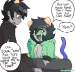  ahegaokami big_breasts breasts cleavage clothed clothing digital_media_(artwork) english_text female homestuck karkat_vantas male male/female ms_paint_adventures nepeta_leijon simple_background text troll_(homestuck) white_background 