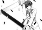  1boy kazehaya_kamito monochrome restia_ashdoll seirei_tsukai_no_blade_dance sword terminus_est 