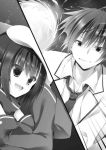  1boy 1girl beret kazehaya_kamito monochrome seirei_tsukai_no_blade_dance 