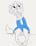  anthro bottomless candy chromatic_aberration clothed clothing disney ermine fan_character female food hair hand_between_legs hi_res lollipop looking_away mammal martina_(weaver) mustelid naturally_censored nobby_(artist) pack_street sitting zootopia 