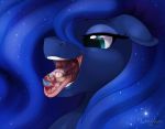  2016 anthro blue_hair duo equine eyes_closed female friendship_is_magic hair horn long_hair lying male mammal multicolored_hair mustelid my_little_pony nummynumz on_back open_mouth oral_vore otter princess_luna_(mlp) saliva tongue tongue_out two_tone_hair unicorn violet_the_otter vore 