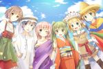  agal arabian_outfit blonde_hair blue_hair brown_hair dress european_outfit group hand_holding happy hat hatsune_miku indian_outfit japanese_outit kagamine_len kagamine_rin kaito keffiyeh kimono long_hair looking_at_viewer male megurine_luka meiko_(vocaloid) mexican_hat mexican_outfit native_american_outfit pink_hair richika rope short_hair sky smile traditional_clothes twintails vocaloid 