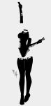  black_choker black_legwear black_leotard boku_no_hero_academia breasts choker commentary double_v english english_commentary florkofcows grey_background greyscale hagakure_tooru hand_up highres invisible leotard medium_breasts monochrome signature simple_background solo standing thighhighs v 