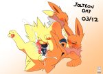  animal_genitalia animal_penis balls blush canine_penis cum cum_on_balls cumshot eeveelution ejaculation jetta_the_jolteon jolteon knot male male/male miau nintendo orgasm penis pok&eacute;mon pok&eacute;mon_(species) video_games 