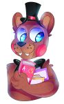  2018 animatronic anthro bear bow_tie digital_media_(artwork) five_nights_at_freddy&#039;s five_nights_at_freddy&#039;s_2 glowing glowing_eyes hat hi_res machine male mammal robot sideshow-spottus simple_background toy_freddy_(fnaf) video_games 