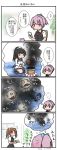  /\/\/\ 3girls 4koma alternate_costume apron artist_name blush cat cellphone comic commentary_request cup curse_(023) dated enemy_aircraft_(kantai_collection) fan food grill hair_ribbon highres imagining isokaze_(kantai_collection) kagerou_(kantai_collection) kantai_collection kneehighs lifebuoy multiple_girls open_mouth phone pink_hair rensouhou-kun ribbon sandwich school_uniform serafuku shichirin shinkaisei-kan shiranui_(kantai_collection) short_hair single_thighhigh skirt smartphone smoke spoken_ellipsis strap sweater_vest teacup thighhighs thought_bubble translated tray twintails 