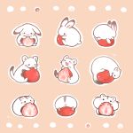  2018 :3 ermine feral food fruit fur grey_fur group hamster kanannbo lagomorph mammal multicolored_fur mustelid open_mouth rabbit rodent strawberry two_tone_fur white_fur 