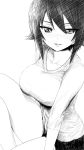  1girl breasts eyebrows eyebrows_visible_through_hair eyes girls_und_panzer highres kohinore large_breasts lips monochrome nishizumi_maho 