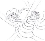  2_toes anthro black_and_white bound caprine feet female haiku_oezu half-closed_eyes hypnosis jewene_the_ewe mammal mind_control monochrome nude open_mouth sheep simple_background sketch soles solo spiral_eyes tentacles toes tongue tongue_out white_background wool 
