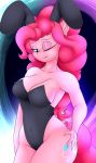  2018 anthro anthrofied big_breasts blue_eyes breasts bunny_costume clothed clothing costume cutie_mark digital_media_(artwork) earth_pony equine fake_ears fake_rabbit_ears female friendship_is_magic hair hi_res horse long_hair looking_at_viewer madacon mammal my_little_pony one_eye_closed pink_hair pinkie_pie_(mlp) pony solo wink 