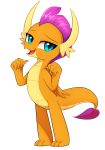  2018 absurd_res alpha_channel blue_eyes digital_media_(artwork) dragon fangs female friendship_is_magic hi_res horn looking_at_viewer marenlicious my_little_pony open_mouth simple_background smolder_(mlp) solo transparent_background wings 