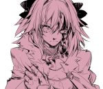  :| astolfo_(fate) bangs blood blood_on_face bloody_clothes bow citron_82 closed_mouth commentary_request emblem eyebrows_visible_through_hair fate/apocrypha fate_(series) fur-trimmed_cloak fur_collar gauntlets gorget hair_between_eyes hair_bow hair_intakes half-closed_eyes hand_up injury long_hair long_sleeves looking_at_viewer male_focus monochrome otoko_no_ko parted_bangs shirt simple_background sketch solo tears torn_cloak torn_clothes turtleneck uneven_eyes upper_body v-shaped_eyebrows 