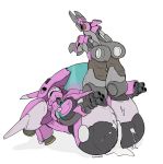  ambiguous_gender big_butt blush butt cum cum_inside gun hi_res machine meka_(overwatch) methados not_furry overwatch ranged_weapon robot simple_background solo video_games weapon white_background 