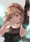  armpits blonde_hair commentary_request covered_nipples djeeta_(granblue_fantasy) elbow_gloves gloves granblue_fantasy gunslinger_(granblue_fantasy) hairband highres milli_little short_hair solo upper_body 