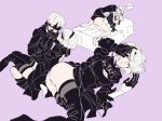  android choker collar female legs male nier_(series) nier_automata silver_hair tagme thighhighs white_eyes white_hair yorha_no._2_type_b yorha_no._9_type_s 