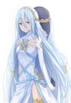  aqua_(fire_emblem_if) bangs black_gloves blue_hair brown_eyes closed_mouth dress dual_persona elbow_gloves eyebrows_visible_through_hair fingernails fire_emblem fire_emblem_if gloves hair_between_eyes holding_hands interlocked_fingers light_smile long_hair looking_at_viewer multiple_girls simple_background sleeveless sleeveless_dress transistor veil very_long_hair white_background white_dress white_gloves 