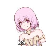  animated animated_gif bare_shoulders blush closed_mouth disco_brando elbow_gloves english eyebrow_twitching eyebrows_visible_through_hair frame_arms_girl gloves looking_at_viewer materia_(frame_arms_girl) materia_shiro meme pink_background pink_eyes pink_hair profanity short_hair simple_background smile smug solo white_background 