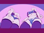  5_fingers anthro big_breasts blush boss_monster breasts butt caprine clothed clothing edit female goat greasymojo_(artist) horn huge_breasts legwear low-angle_view mammal navel red_eyes solo stockings thick_thighs thigh_highs toriel undertale underwear video_games worm&#039;s-eye_view 