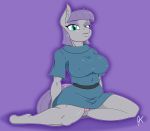  anthro appelknekten clothed clothing equine female friendship_is_magic kneeling looking_at_viewer makeup mammal mascara maud_pie_(mlp) my_little_pony nipple_bulge pussy solo thick_thighs wide_hips 