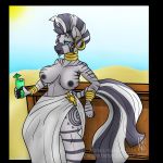  anthro beverage breasts clothed clothing equine female friendship_is_magic jewelry makeup mammal my_little_pony nipples smile solo thick_thighs topless wittless-pilgrim zebra zecora_(mlp) 