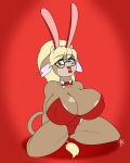  anthro appelknekten big_breasts breasts camel_toe clothing donkey equine eyewear female glasses huge_breasts kneeling looking_at_viewer makeup mammal mature_female nipple_bulge open_mouth solo thick_thighs tight_clothing voluptuous 