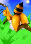  anthro arthropod bee big_breasts big_butt breasts butt day dibujosv12 female flying grass hi_res insect insect_wings nipples nude pussy solo sun wings 